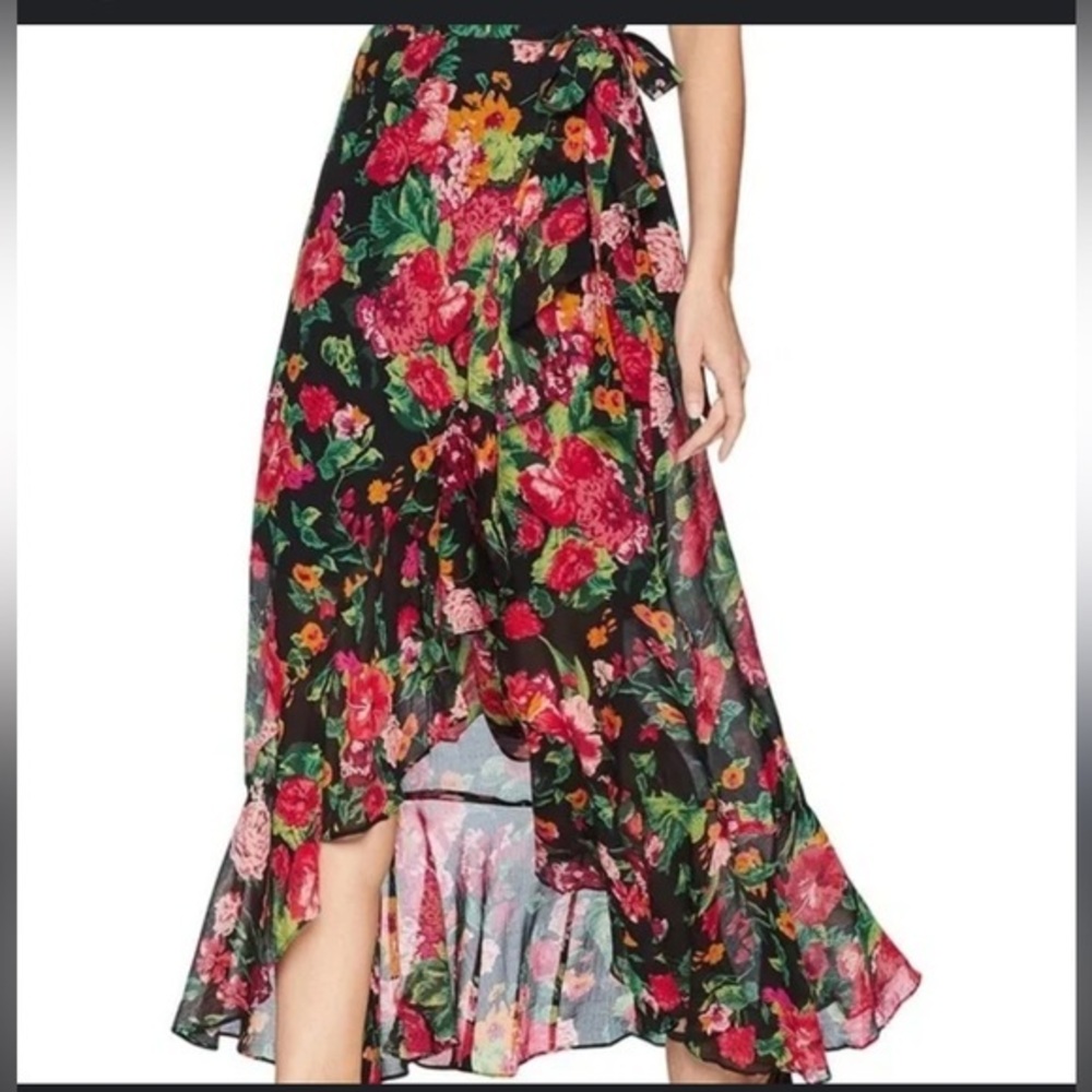 BCBGMaxAzria Floral Asymmetrical Wrap Skirt Xxs